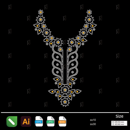 Floral Vine Collar Rhinestone – Premium Rhinestone Design by Rhinestone1