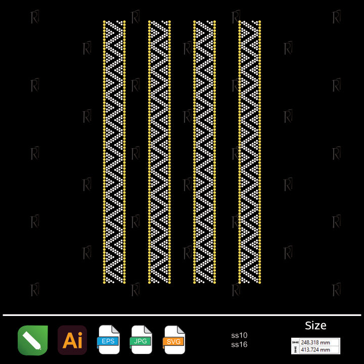 Zigzag Diamond Borders – Premium Rhinestone Design by Rhinestone1