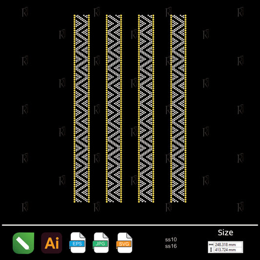 Zigzag Diamond Borders – Premium Rhinestone Design by Rhinestone1