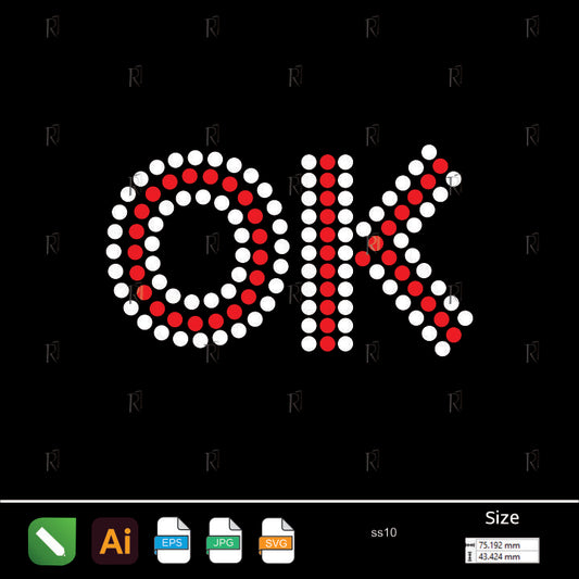 OK Text Rhinestone – Premium Rhinestone Design by Rhinestone1