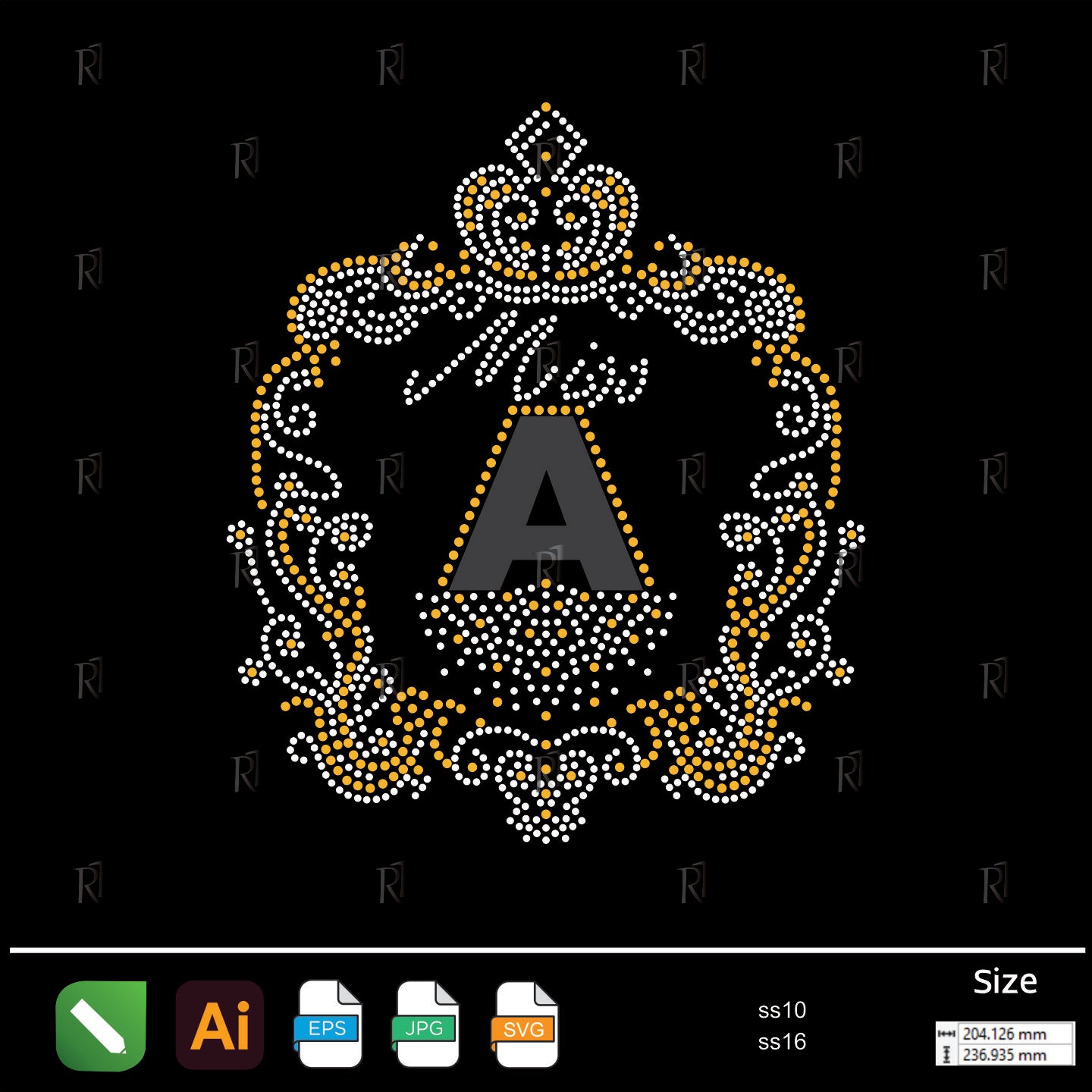 Miss A Crown Rhinestone Emblem – Premium Rhinestone Design by Rhinestone1