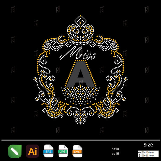 Miss A Crown Rhinestone Emblem – Premium Rhinestone Design by Rhinestone1