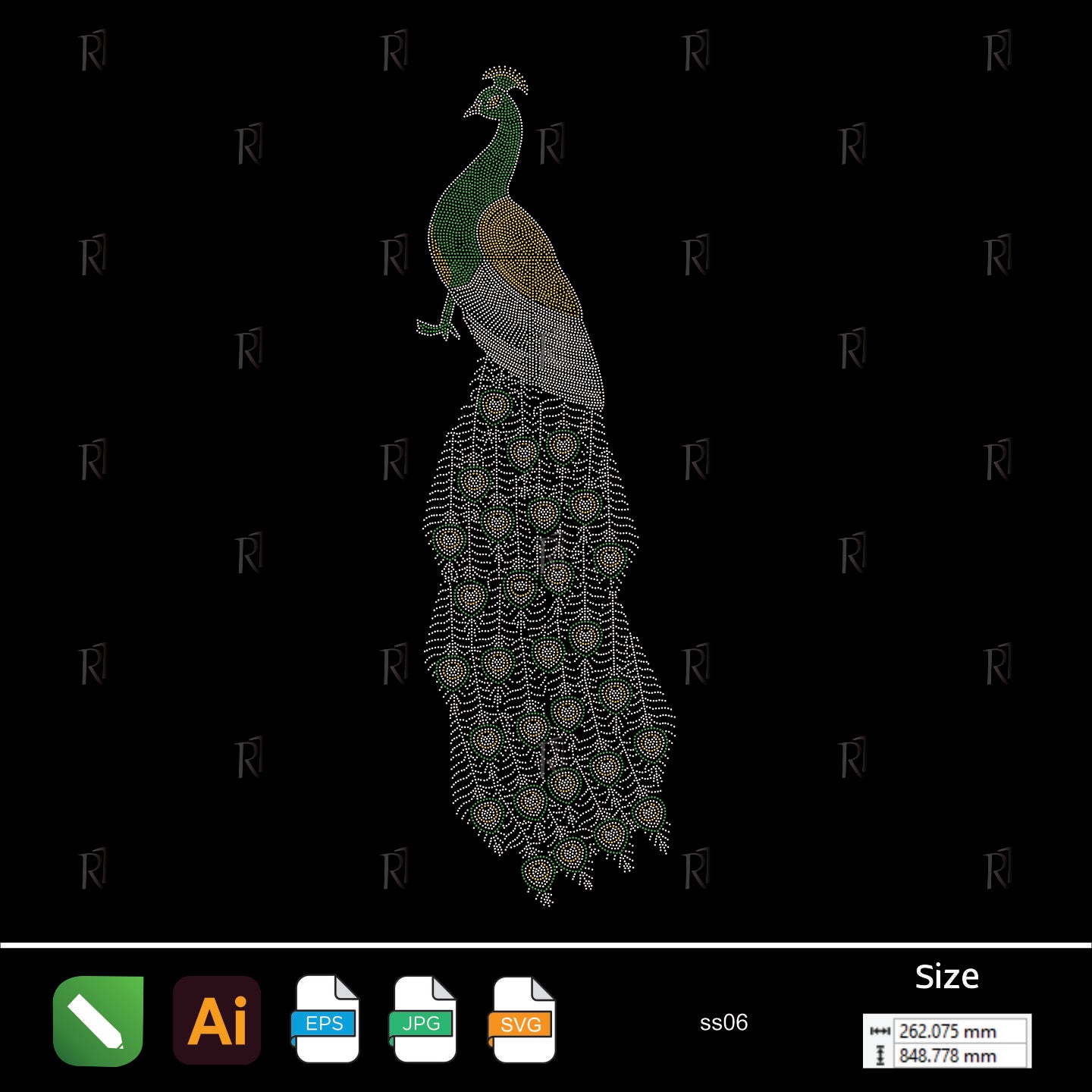 Royal Peacock Rhinestone – Premium Rhinestone Design by Rhinestone1