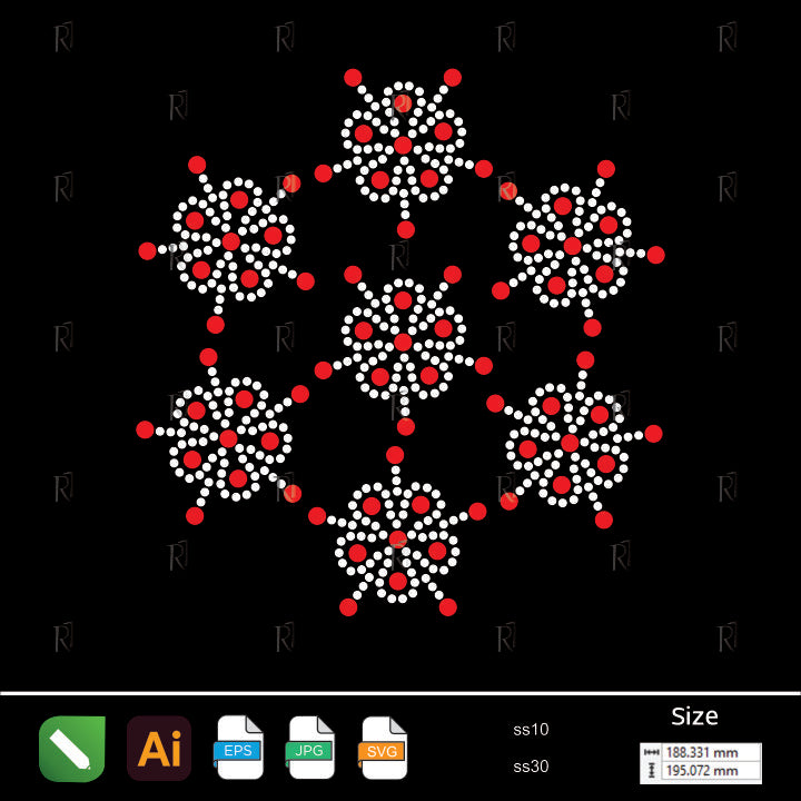 Hexa Bloom Rhinestone Motif – Premium Rhinestone Design by Rhinestone1