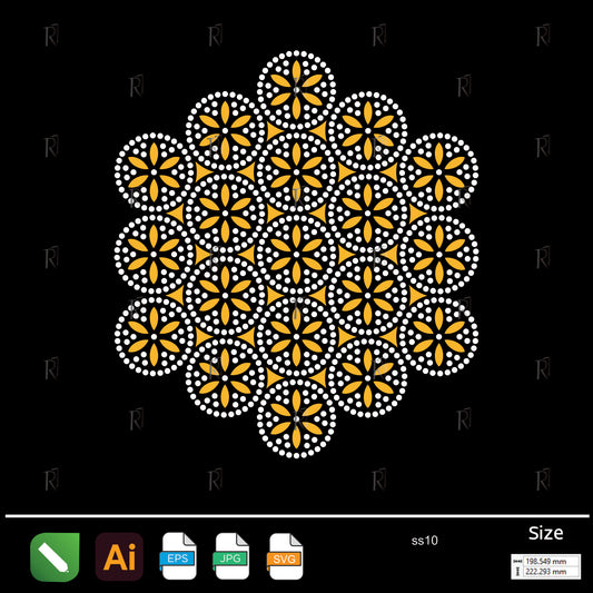 Floral Mosaic Rhinestone Pattern – Premium Rhinestone Design by Rhinestone1