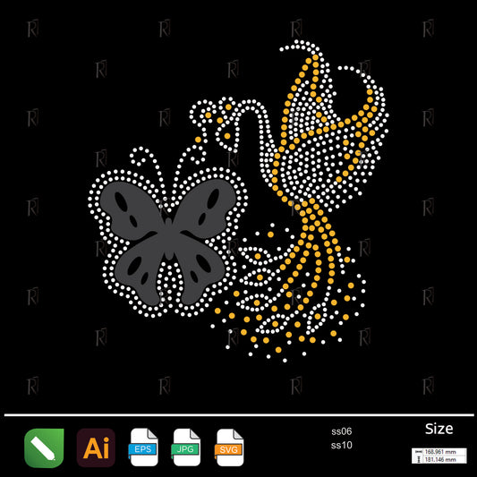 Butterfly & Bird Rhinestone – Premium Rhinestone Design by Rhinestone1