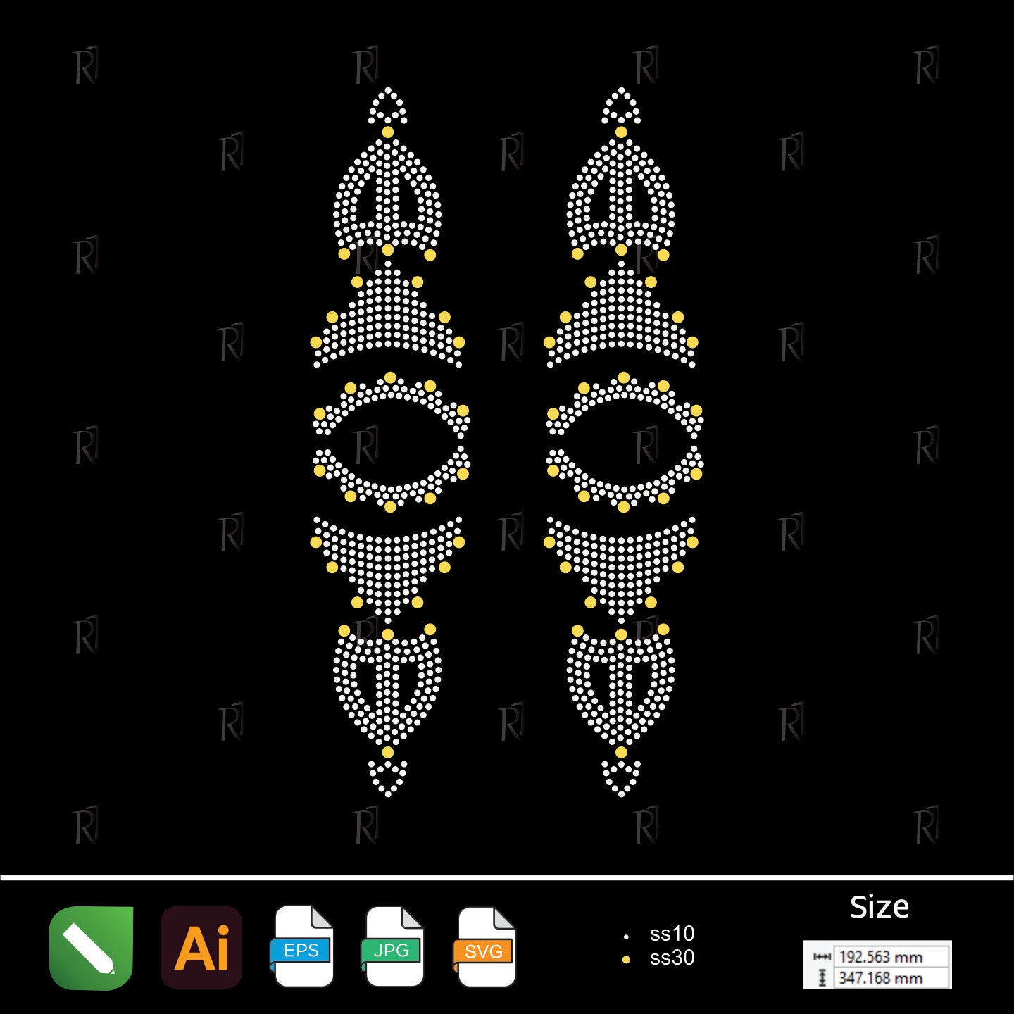 Golden Tribal Drop Rhinestone – Premium Rhinestone Design by Rhinestone1