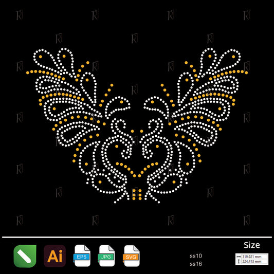 Ornamental Wing Pair Rhinestone – Premium Rhinestone Design by Rhinestone1