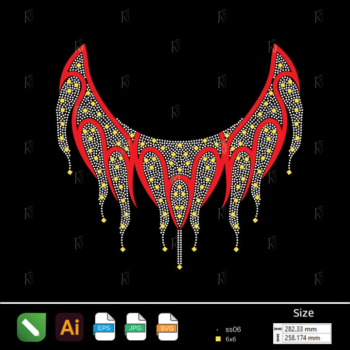 Ornate Necklace Rhinestone Pattern – Premium Rhinestone Design by Rhinestone1