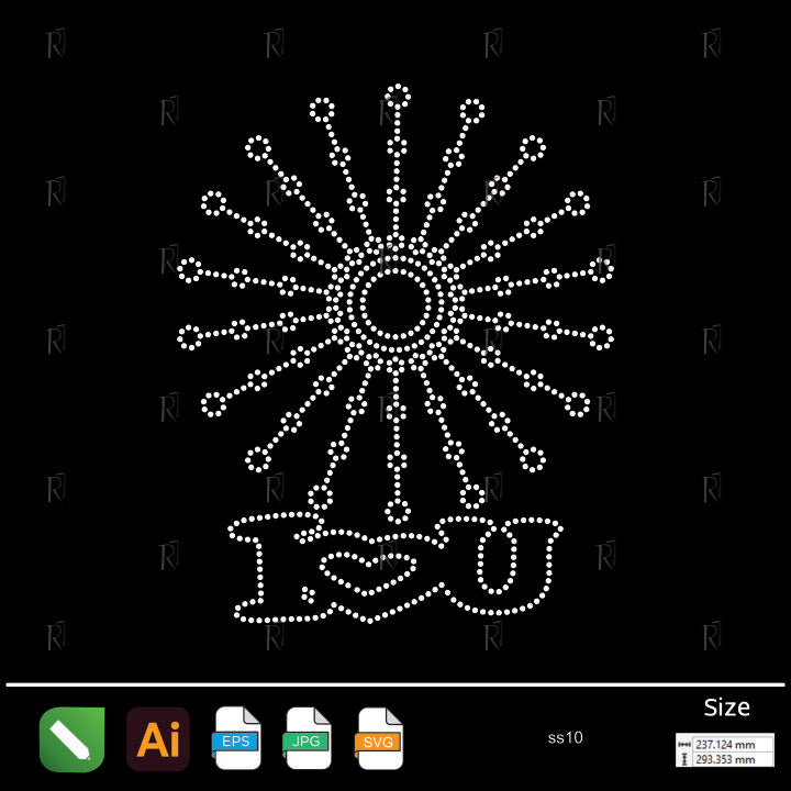 I Love You Sparkling Burst Rhinestone – Premium Rhinestone Design by Rhinestone1
