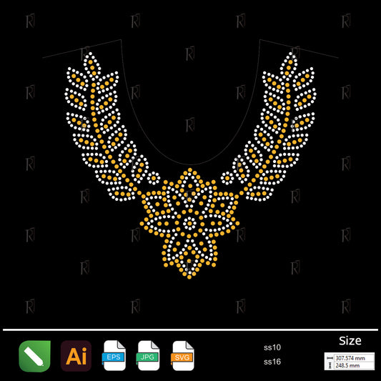 Golden Leaf Flower Rhinestone – Premium Rhinestone Design by Rhinestone1