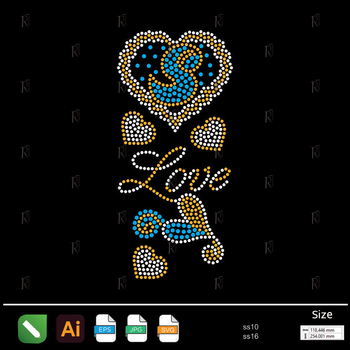 S Love Hearts Rhinestone – Premium Rhinestone Design by Rhinestone1
