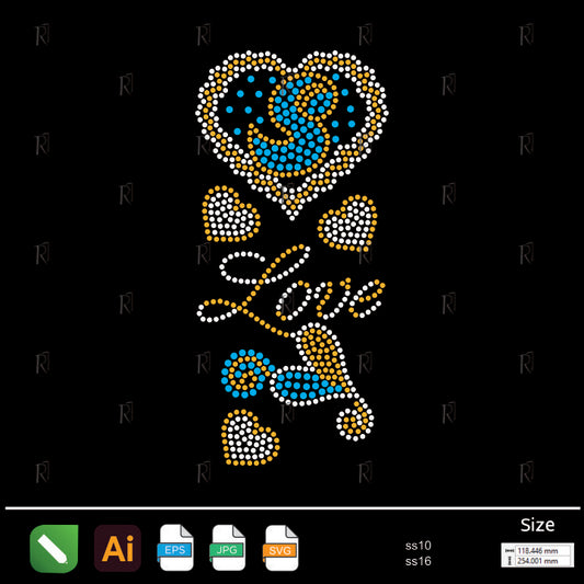 S Love Hearts Rhinestone – Premium Rhinestone Design by Rhinestone1