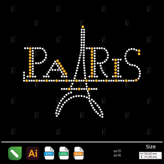 Paris Eiffel Tower Text Rhinestone – Premium Rhinestone Design by Rhinestone1