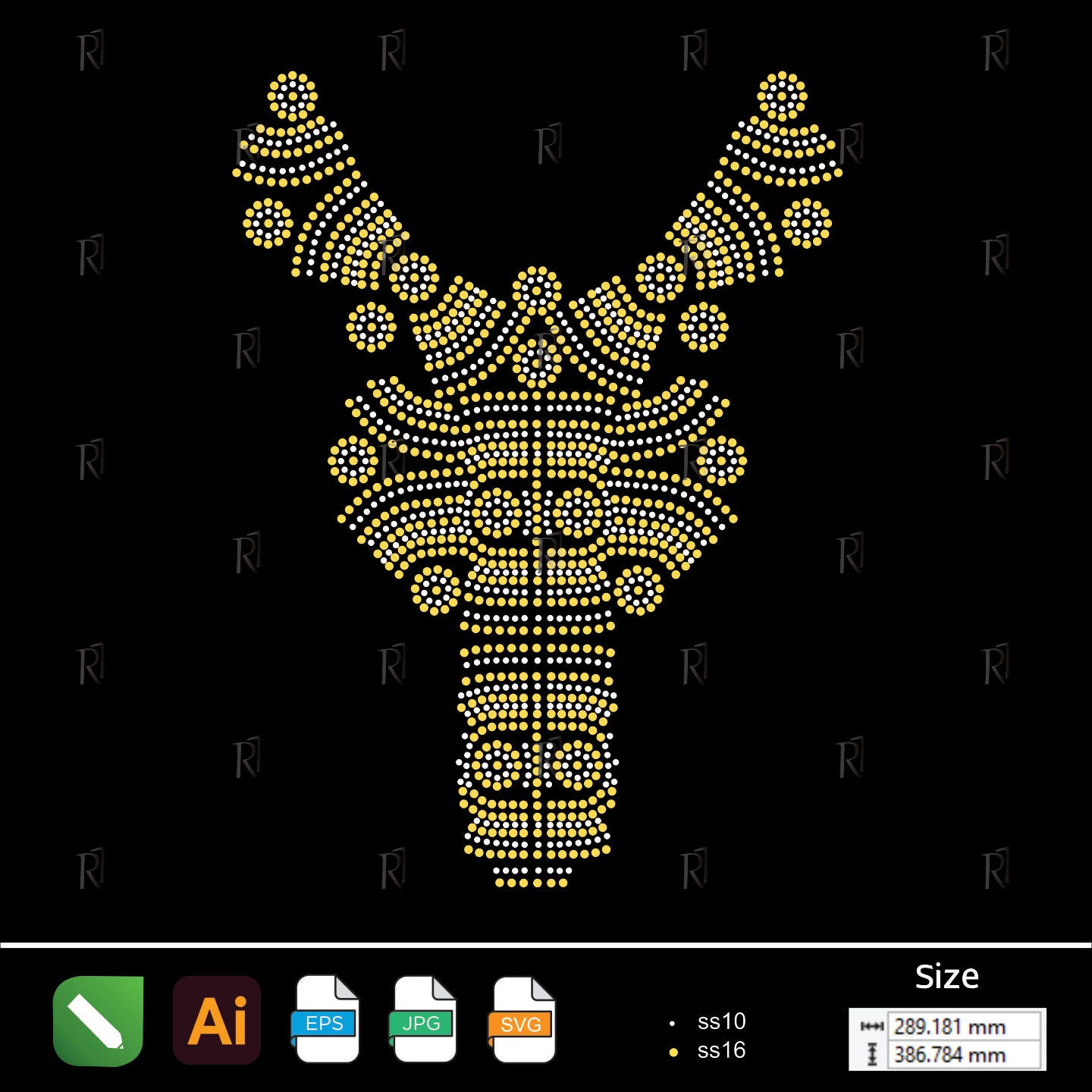 Tribal Horn Mask Rhinestone – Premium Rhinestone Design by Rhinestone1