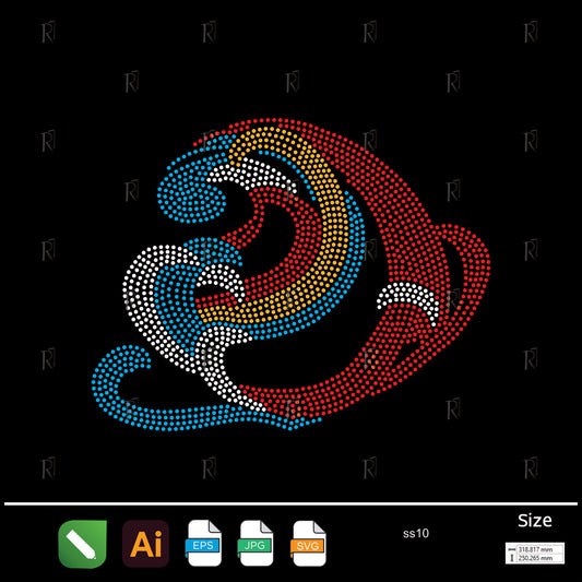 Dual Wave Swirl Rhinestone – Premium Rhinestone Design by Rhinestone1