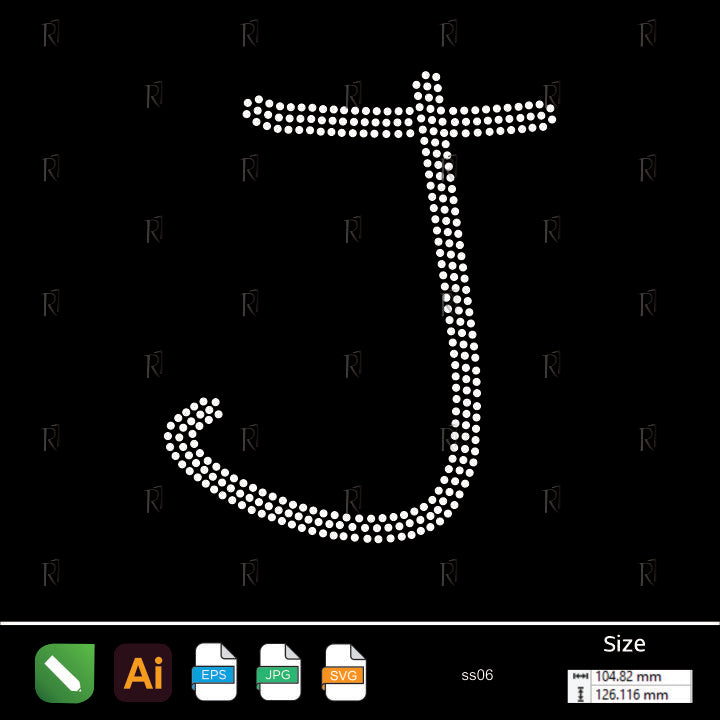 Rhinestone Letter J Script – Premium Rhinestone Design by Rhinestone1