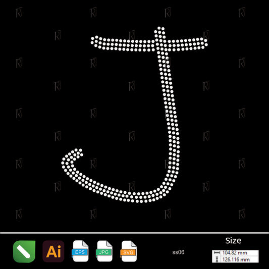 Rhinestone Letter J Script – Premium Rhinestone Design by Rhinestone1