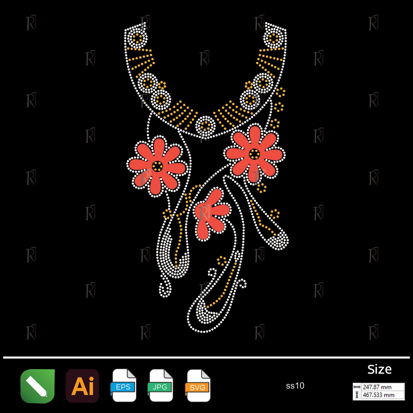 Red Floral Cascade Collar Rhinestone – Premium Rhinestone Design by Rhinestone1
