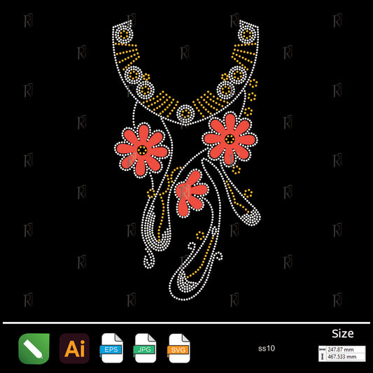Red Floral Cascade Collar Rhinestone – Premium Rhinestone Design by Rhinestone1