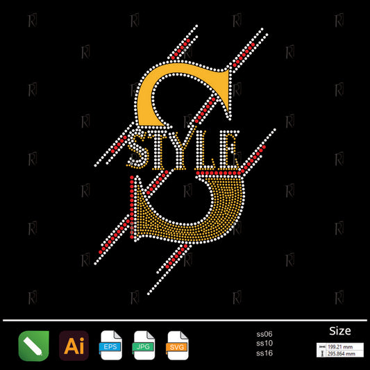 Bold S Style Rhinestone – Premium Rhinestone Design by Rhinestone1