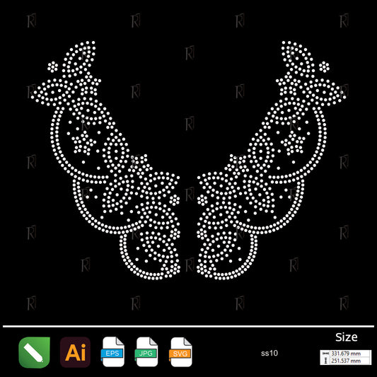 Lace Petal Curve Rhinestone – Premium Rhinestone Design by Rhinestone1