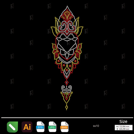 Royal Flame Heart Rhinestone – Premium Rhinestone Design by Rhinestone1