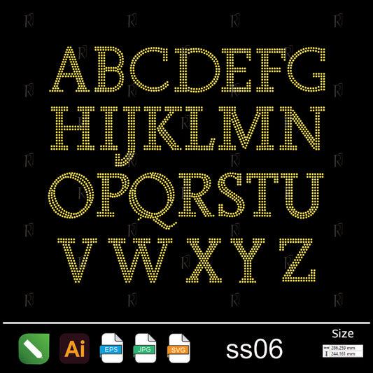 Golden Classic Alphabet Rhinestone ss06 – Premium Rhinestone Design by Rhinestone1
