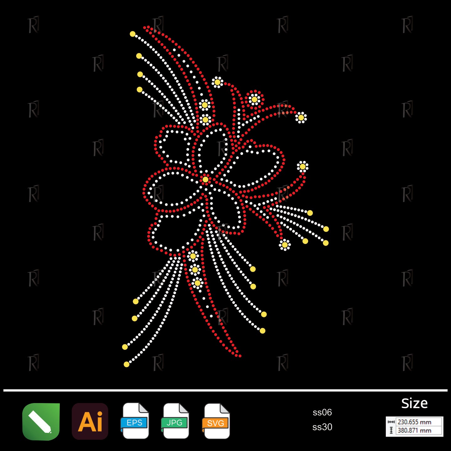 Radiant Floral Curve Rhinestone – Premium Rhinestone Design by Rhinestone1
