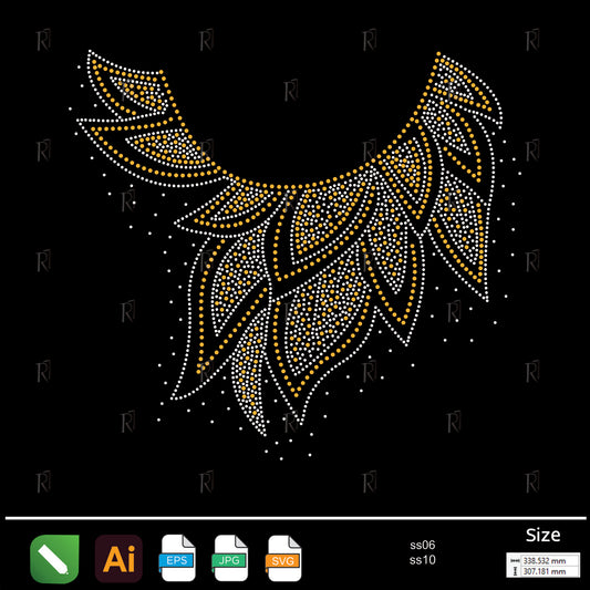 Golden Leaf Collar Rhinestone – Premium Rhinestone Design by Rhinestone1
