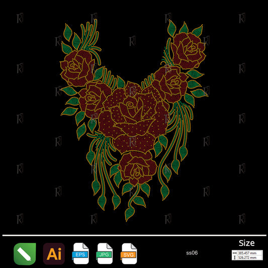 Royal Rose Cascade Rhinestone – Premium Rhinestone Design by Rhinestone1