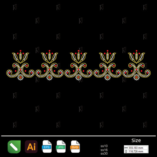 Regal Floral Scroll Border – Premium Rhinestone Design by Rhinestone1