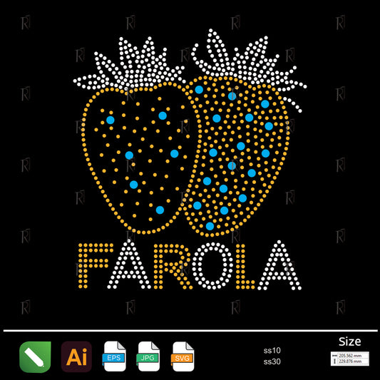 Farola Strawberry Rhinestone – Premium Rhinestone Design by Rhinestone1
