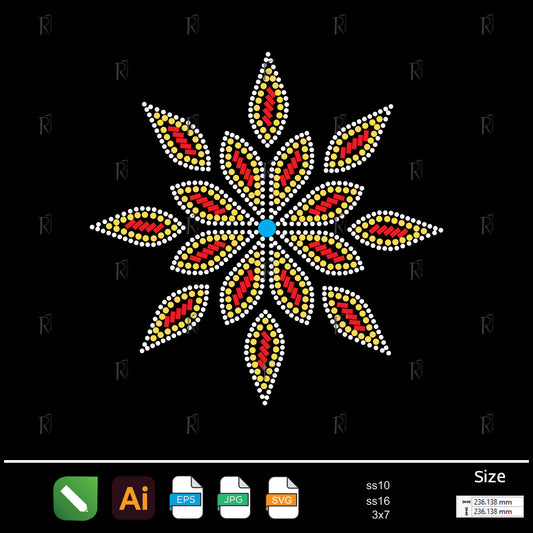 Fiery Tribal Bloom Rhinestone – Premium Rhinestone Design by Rhinestone1