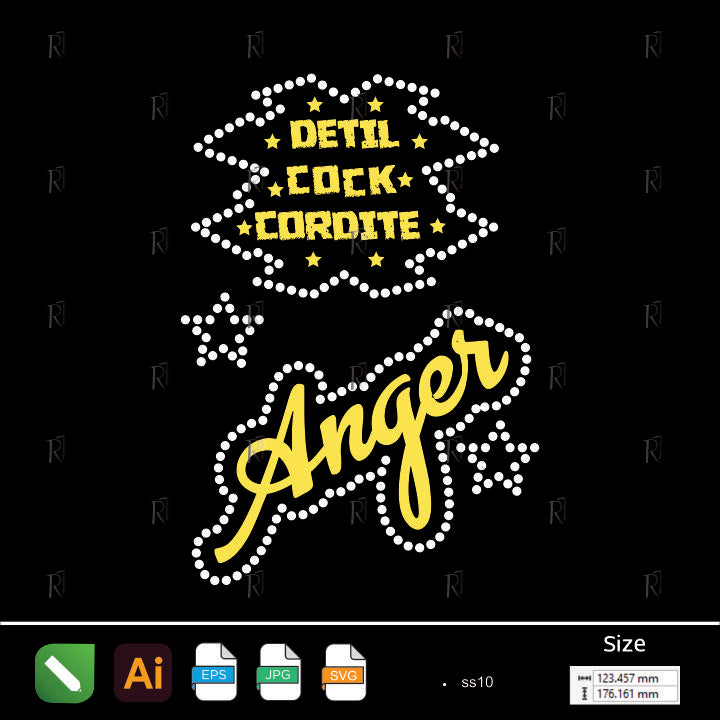 Anger & Stars Quote Rhinestone – Premium Rhinestone Design by Rhinestone1