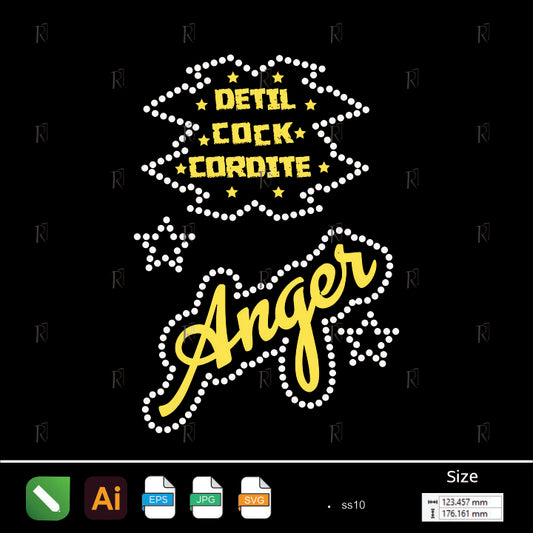 Anger & Stars Quote Rhinestone – Premium Rhinestone Design by Rhinestone1