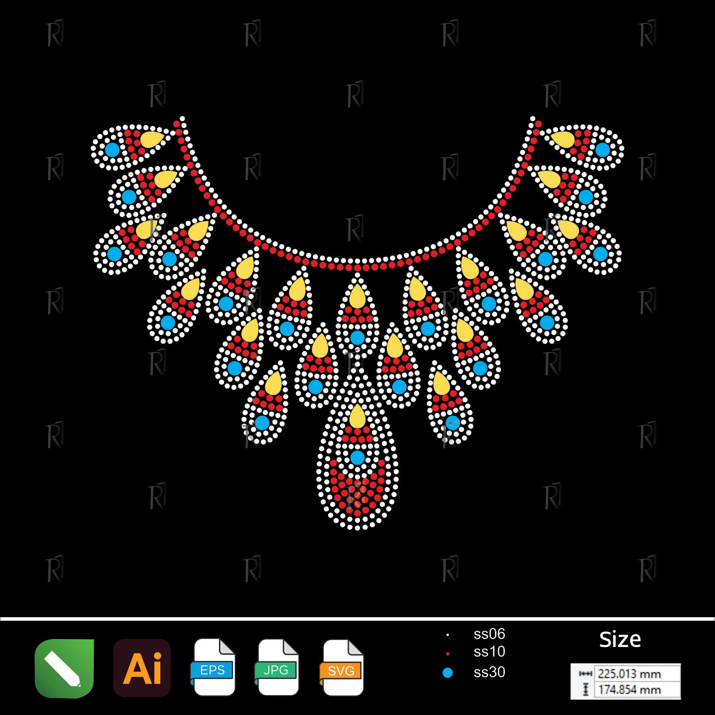Cascading Petals Necklace Rhinestone Design – Premium Rhinestone Design by Rhinestone1