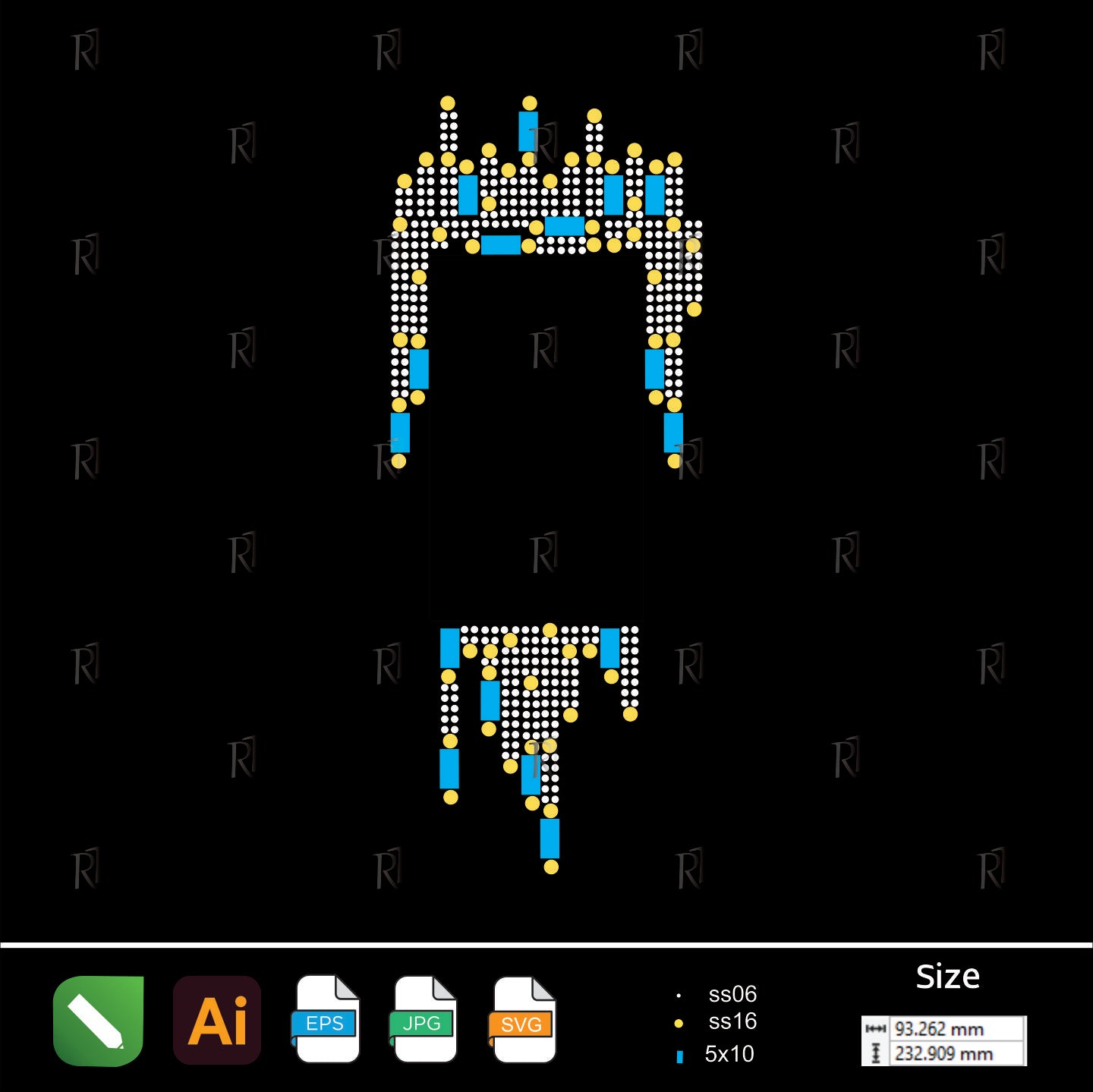 Abstract Geometric Frame Rhinestone Design – Premium Rhinestone Design by Rhinestone1