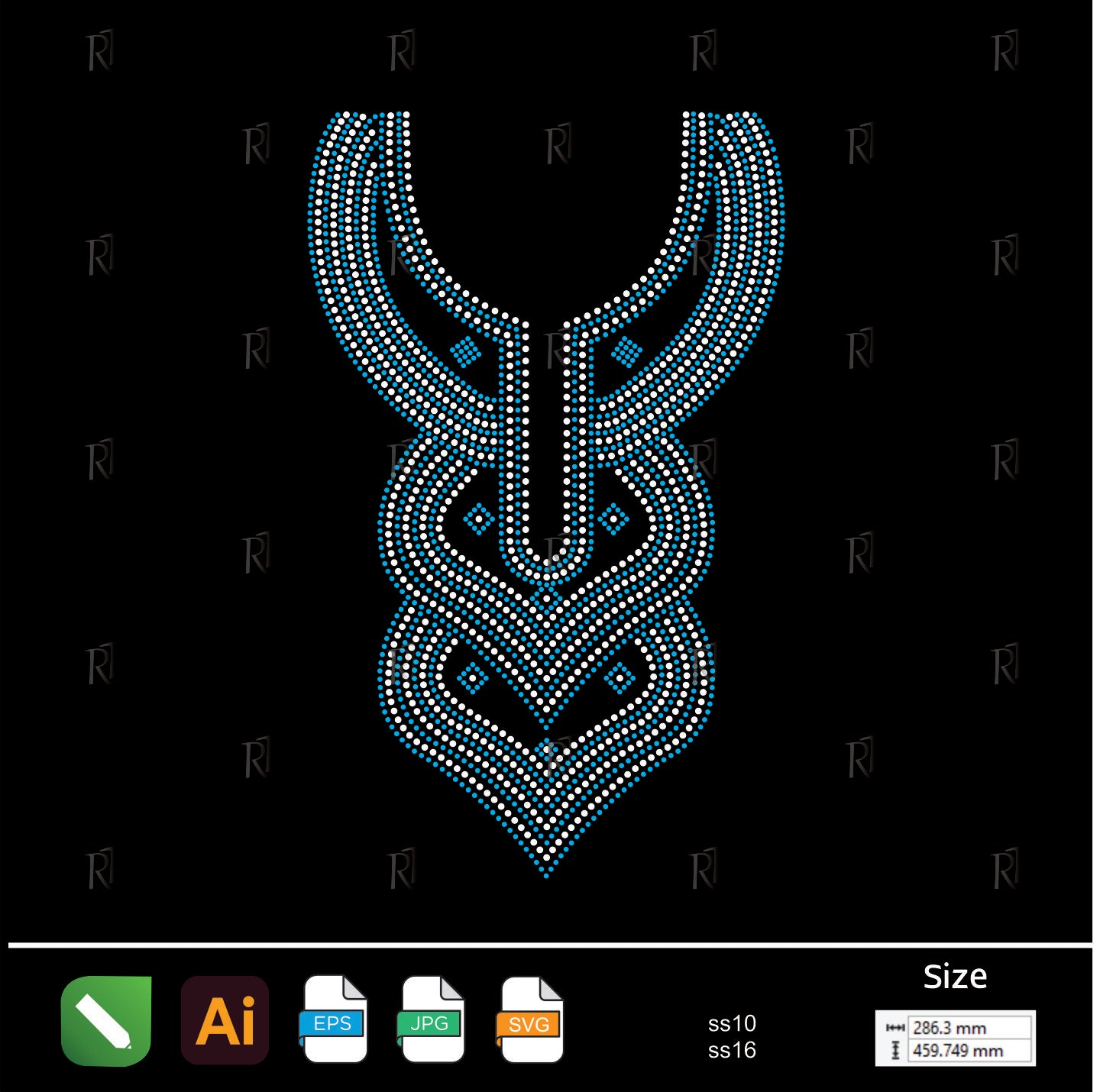 Tribal Elegance Neckline Rhinestone – Premium Rhinestone Design by Rhinestone1