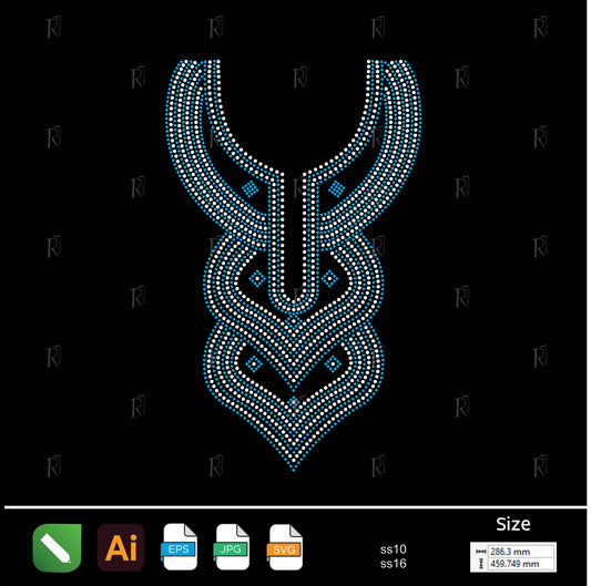 Tribal Elegance Neckline Rhinestone – Premium Rhinestone Design by Rhinestone1
