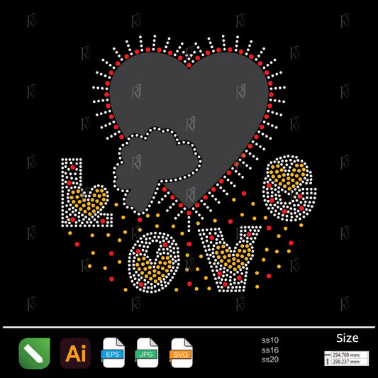 Love Heart Explosion Rhinestone – Premium Rhinestone Design by Rhinestone1