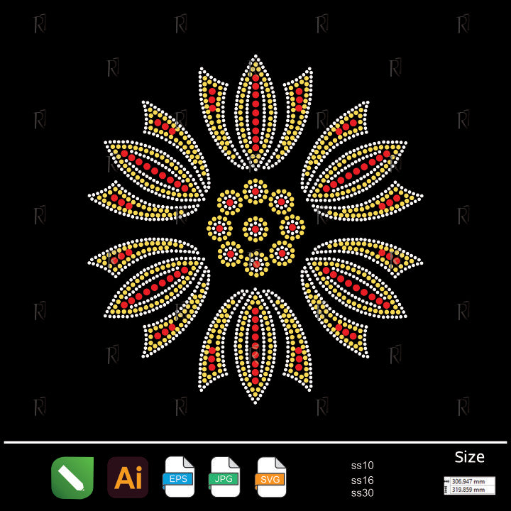Royal Lotus Bloom – Premium Rhinestone Design by Rhinestone1