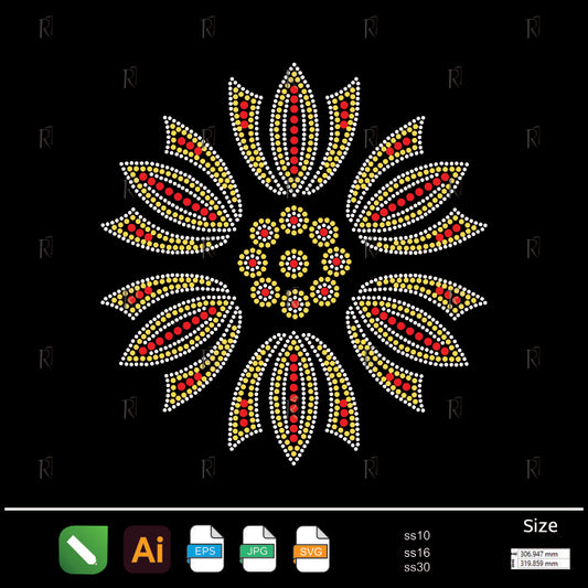 Royal Lotus Bloom – Premium Rhinestone Design by Rhinestone1