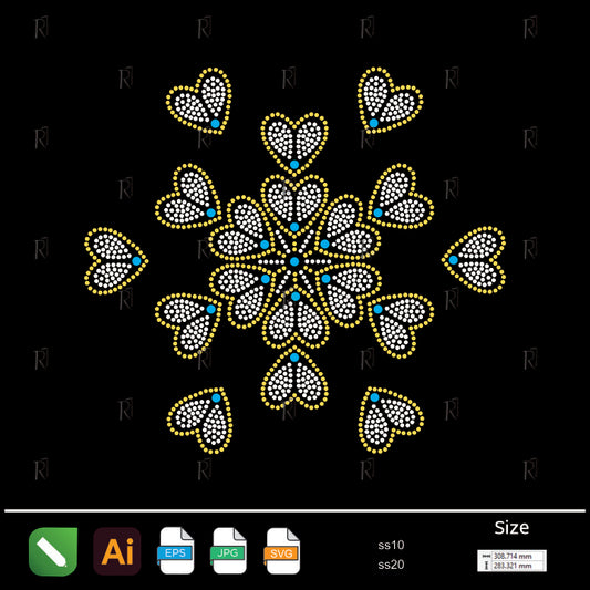 Radiant Love Rhinestone Medallion – Premium Rhinestone Design by Rhinestone1