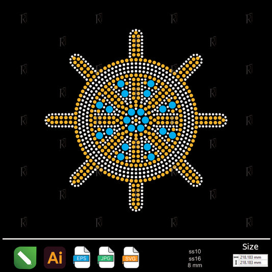 Ship Wheel Rhinestone – Premium Rhinestone Design by Rhinestone1