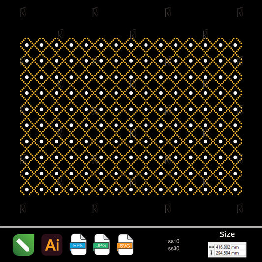 Golden Lattice Rhinestone – Premium Rhinestone Design by Rhinestone1