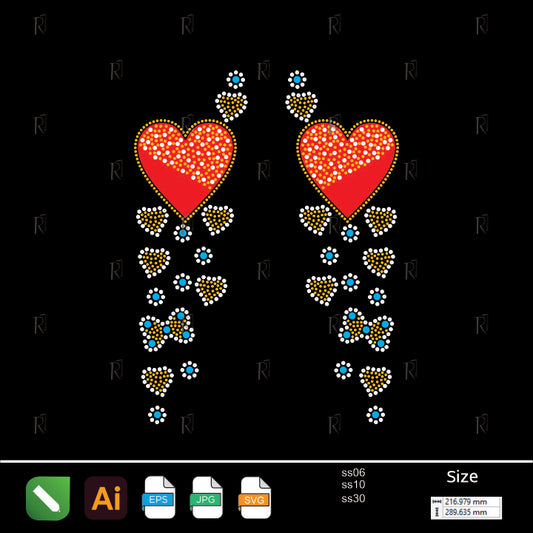 Falling Hearts & Flowers – Premium Rhinestone Design by Rhinestone1