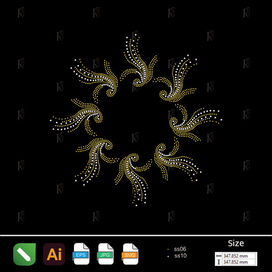 Swirling Floral Wreath Rhinestone – Premium Rhinestone Design by Rhinestone1