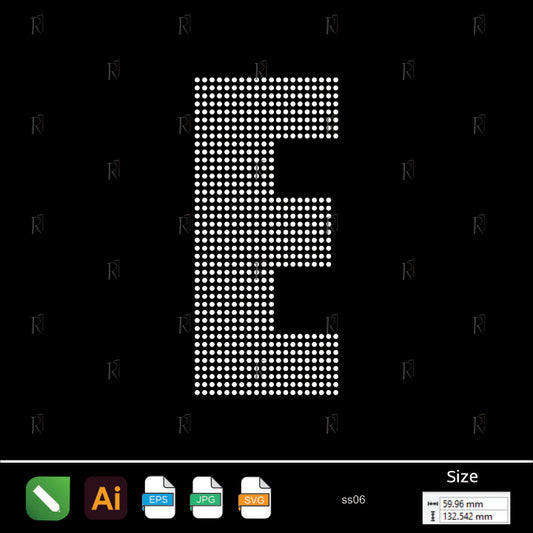 Rhinestone Letter E Bold – Premium Rhinestone Design by Rhinestone1