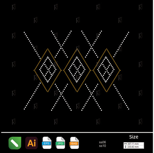 Diamond Crossed Lines Rhinestone Pattern – Premium Rhinestone Design by Rhinestone1